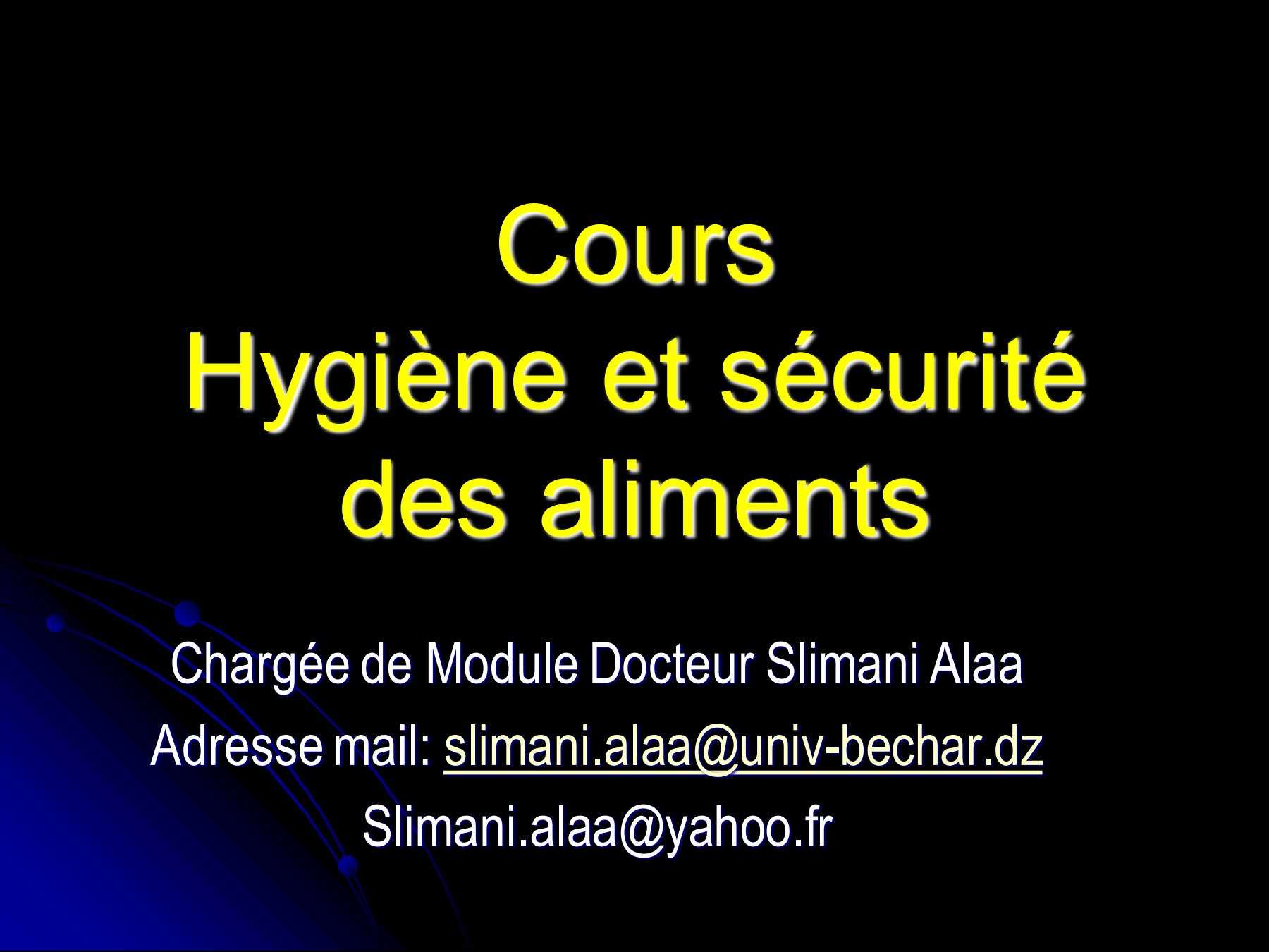 hygiéne et sécurité des aliments