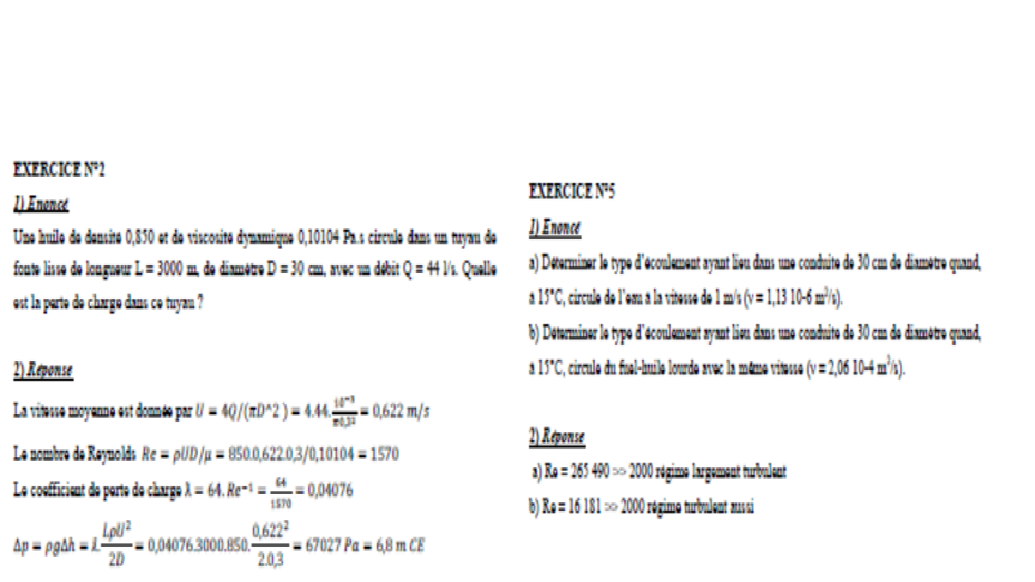 Exercice - régime d'écoulement 