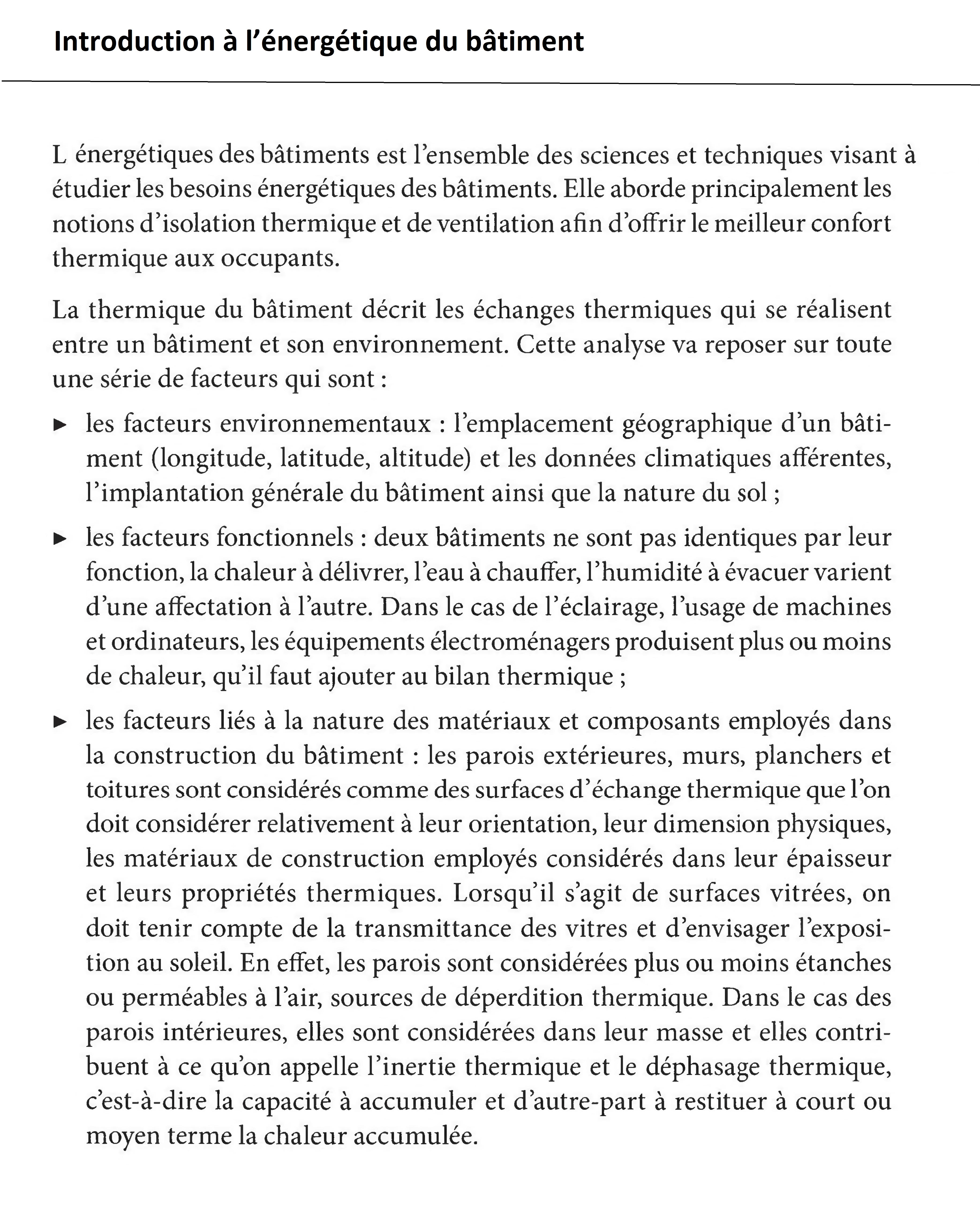 énergétique des batiments : CH 01 - Introduction a l energetique du batiments